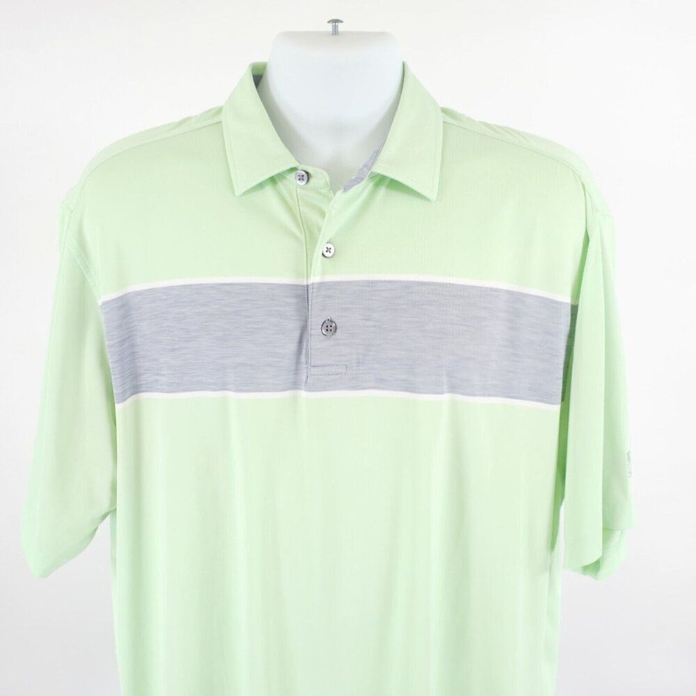 FJ Large Footjoy Lime Green Gray‎ Color Block Polo Shirt Short Sleeve